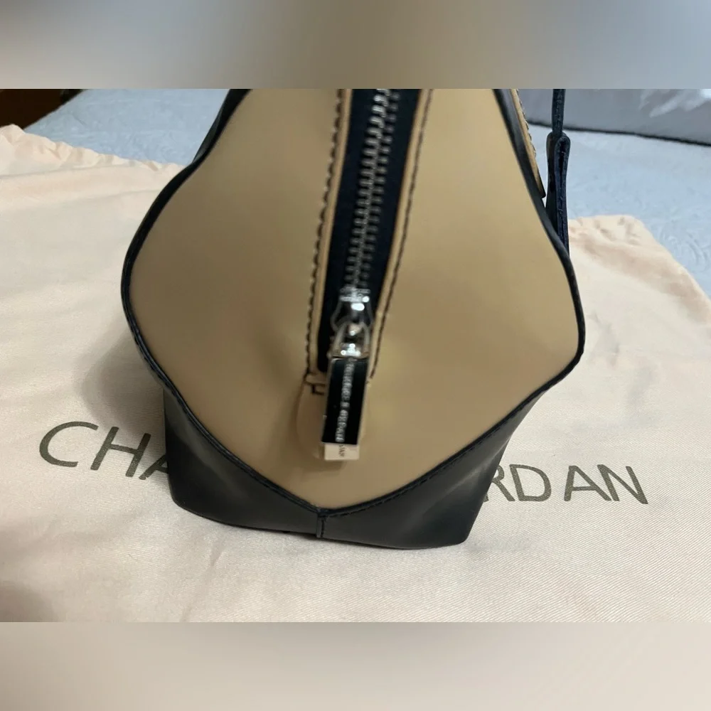 CHARLES JOURDAN PARIS NWT Black and Tan Leather Dome Satchel never carried - Picture 12 of 16
